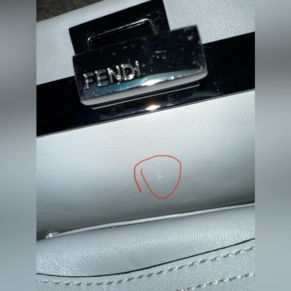 Fendi Peekaboo Mini Light Blue Studded Leather Two Way Top Handle Bag - Picture 16 of 16